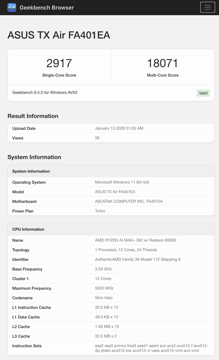 (Kép forrása: Geekbench)