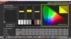 CalMAN ColorChecker (profil: AdobeRGB, cél színtér: AdobeRGB)