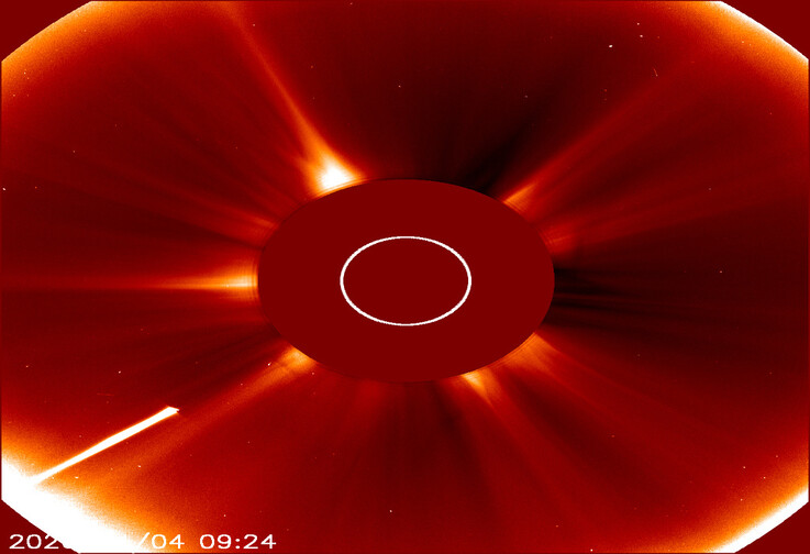 A C/2026 A1 (MAPS) üstököst a Nap felé tartó kép.