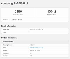 Samsung Galaxy S25 Ultra Geekbench pontszámai (Forrás: Geekbench)