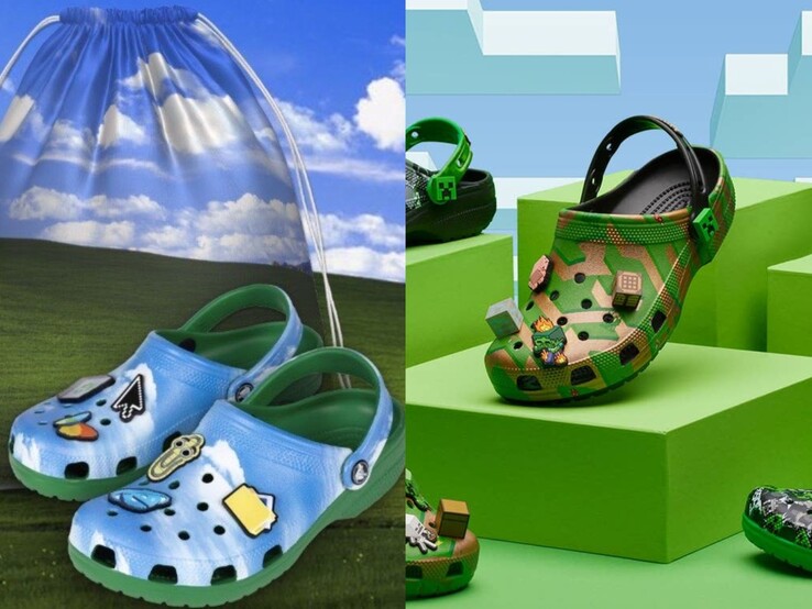 Windows xp-témájú krokodilok bliss zsinóros táskával a Minecraft kiadású krokodilok mellett (Kép forrása: Microsoft)
