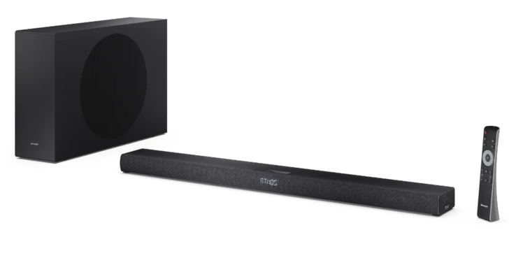 A Sharp HT-SBW320 2.1ch Ultra-vékony Soundbar vezeték nélküli mélynyomóval. (Kép forrása: Sharp)