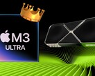 A Apple M3 Ultra SoC a korai GFXBench eredményekben ragyog, és az Nvidia és az AMD csúcskategóriás asztali GPU-jaival vívja meg a csatát. (Kép forrása: Apple, Nvidia, szerk.)