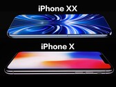 Állítólagos iPhone XX/20 render (fent), iPhone X (lent).