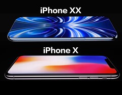 Állítólagos iPhone XX/20 render (fent), iPhone X (lent).