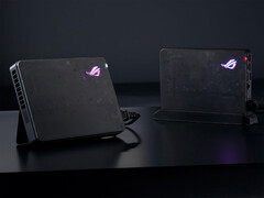 Az Asus a ROG XG Mobile 2025 eGPU-khoz egy egyszerű állványt mellékel. (Kép forrása: Asus)