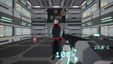 A képen: Egy játékmenetet bemutató képernyőkép a Cyberfrags '69-ből.