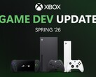 Xbox Game Dev Update banner a Microsoft közelgő bemutatójára.