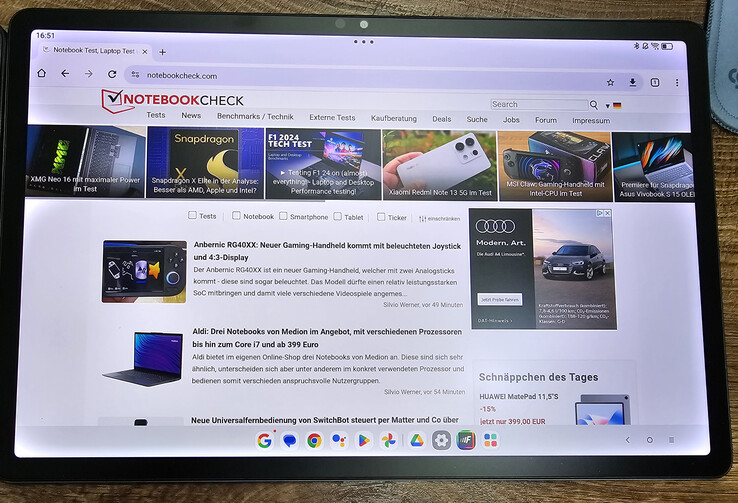 Matt kijelző (Lenovo Tab P12 matt) gyenge fényforrással