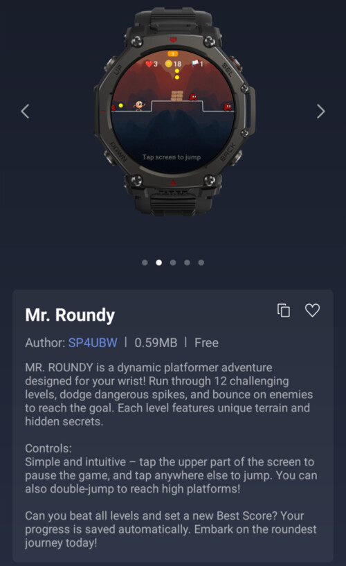 A Mr. Roundy Mini alkalmazás Amazfit okosórákhoz