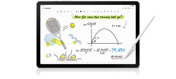 A Galaxy Tab S10 Lite a Samsung Notes alkalmazásba beépített matematikai megoldó funkcióval rendelkezik. (Kép forrása: Samsung)