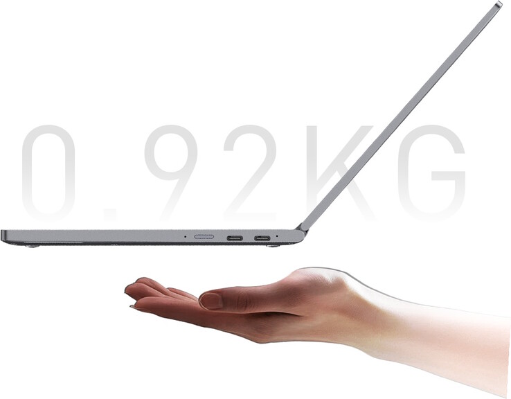 A MiniBook X csak két USB-C porttal és egy 3,5 mm-es audiocsatlakozóval rendelkezik az I/O-khoz (Kép forrása: Chuwi)