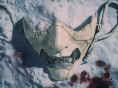 Az Atsu maszk a Ghost of Yotei PlayStation State of Play traileréből (kép forrása: PlayStation YT)