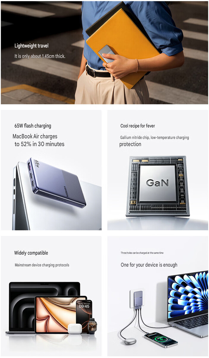 A Nexode Air 65W Slim legfontosabb jellemzői (gépi fordítás)