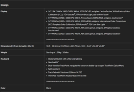 Lenovo ThinkPad P14s Gen 6 AMD specifikációk (kép forrása: Lenovo)