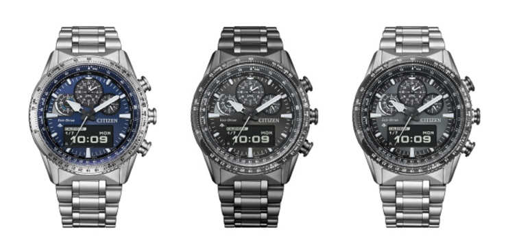 Balról jobbra a Citizen Promaster Sky JV2000-51L, JV2005-58E és JV2006-55H. (Kép forrása: Citizen)
