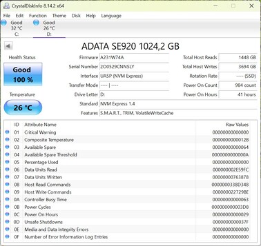 Teljesítmény-ellenőrzés az ADATA SE920 USB-C-n keresztül