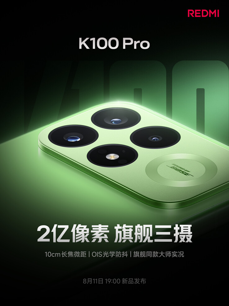 A Redmi K100 Pro 200 MP-es fő kamerával rendelkezik, amely optikai képstabilizátorral (OIS) van ellátva.