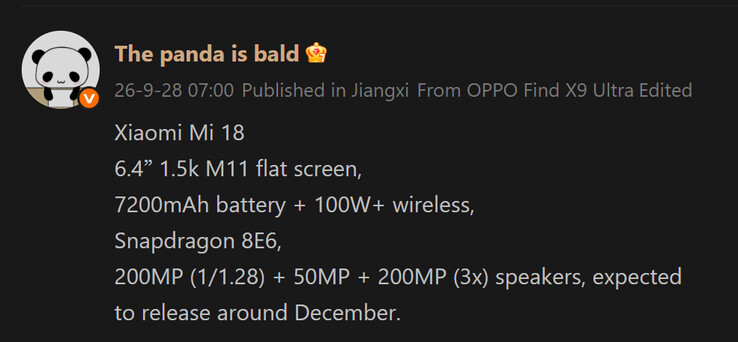 A The Panda Is Bald jelentése a sima Xiaomi 18-ról (gépi fordítás)