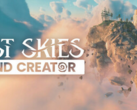 Promóciós banner a Lost Skies számára: Island Creator, amely lebegő égi szigeteket és a felhők felett lebegő ősi romokat mutat (Kép forrása: Bossa Studios via Steam)