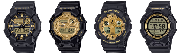 Balról jobbra: GA010GB-1A9, GA010GGB-1A9, GA100GGB-1A9 és GD010GB-1A9. (Kép forrása: Casio)