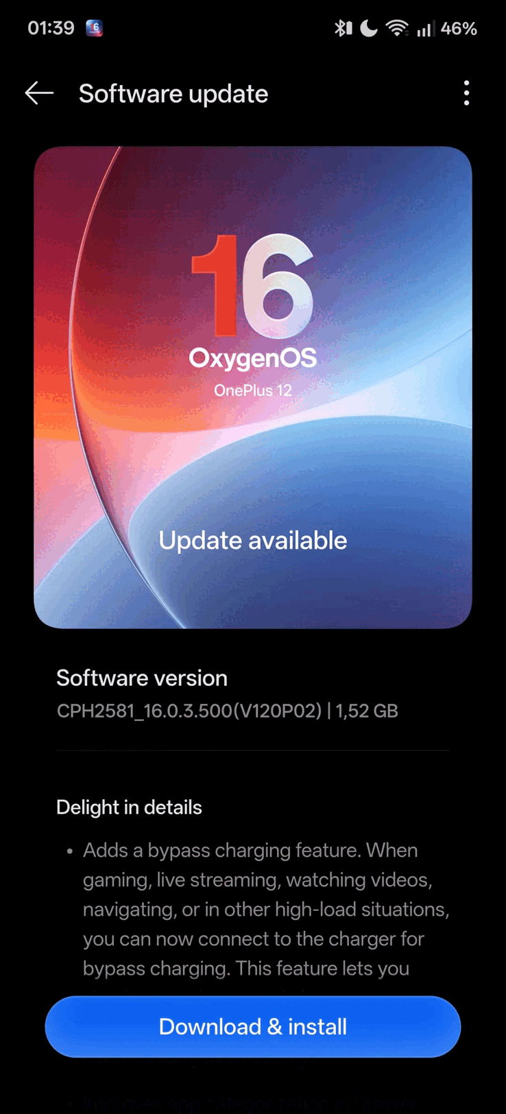  OxygenOS 16.0.3.500 OTA (Kép forrása: OnePlus Community)