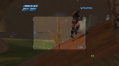 A Halo Combat Evolved online többjátékos módja egy Anbernic RG35XX H-n fut egy 23 fős Blood Gulch-meccsen.