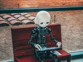 Egy humanoid robot ülve