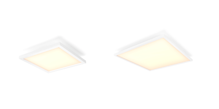 A Philips Hue Aurelle Panel Sqaure, kicsi (balra) és Square, nagy (jobbra). (Kép forrása: Philips Hue)