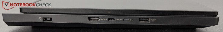 Balra: tápellátás, HDMI, USB-C TB 4 (DP), USB-C (10 Gbps, PD 65-100W, DP), USB-A (10 Gbps, Always On)