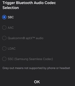 Elérhető Bluetooth audio codec-ek