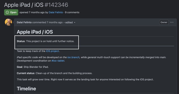 A Blender közölte, hogy az iPad projektet mostantól felfüggesztették.