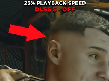 Ugyanaz a Starfield karakter hajszövettel az eredeti DLSS off felvételeken.