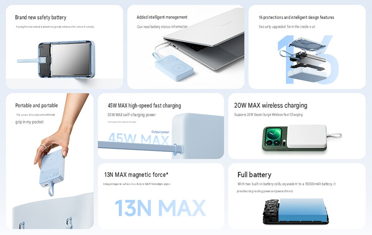 A 10 000 mAh-s, Qi2.2-t nem támogató power bank főbb jellemzői (gépi fordítás)