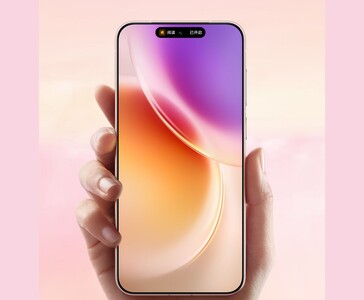 A Vivo X300 okostelefon előlapja vékony keretekkel és élénk színátmenetes kijelzővel a kézben tartva (Kép forrása: Vivo)