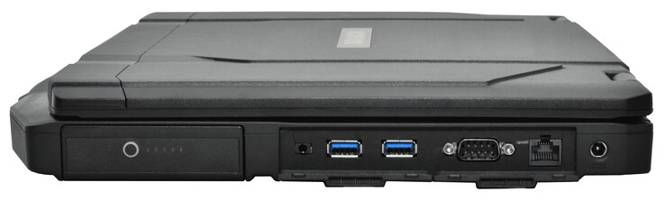 Akkumulátor, 3,5 mm-es fejhallgató, 2 x USB-A 3.1 Gen 2, RS-232, RJ45 LAN