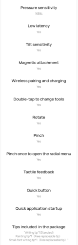 A Huawei a weboldalán felsorolja az M-Pencil Pro jellemzőit.