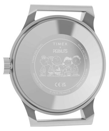 A Timex x Peanuts MK1 óra hátlapján Snoopy és más Peanuts-szereplők láthatók.
