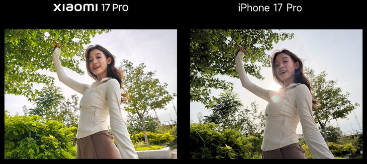 A Xiaomi 17 Pro és az iPhone 17 Pro korai kamera összehasonlítása (Kép forrása: Lu Weibing)