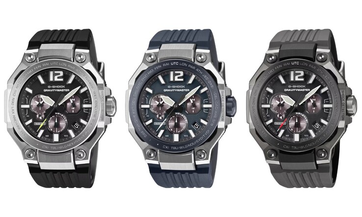 Balról jobbra: a Casio G-Shock GWR-B3000-1A, GWR-B3000A-2A és GWR-B3000B-8A órák