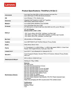 A ThinkPad L16 Gen 2 legfontosabb adatai (Kép forrása: Lenovo)