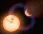 Egy művész illusztrációja, amely egy exoplanétát és egy csillagot ábrázol.