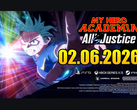 A My Hero Academia legfontosabb látványelemei: All's Justice: Izuku Midoriya, amint izzó energiaeffektusokkal előrenyúl, és a megjelenés dátuma: 02 June 2026. (Forrás: YouTube)