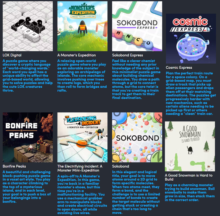 A Draknek and Friends gyűjteményben szereplő összes játék (Kép forrása: Humble Bundle)