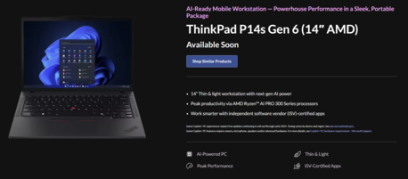 Lenovo ThinkPad P14s Gen 6 AMD (kép forrása: Lenovo)