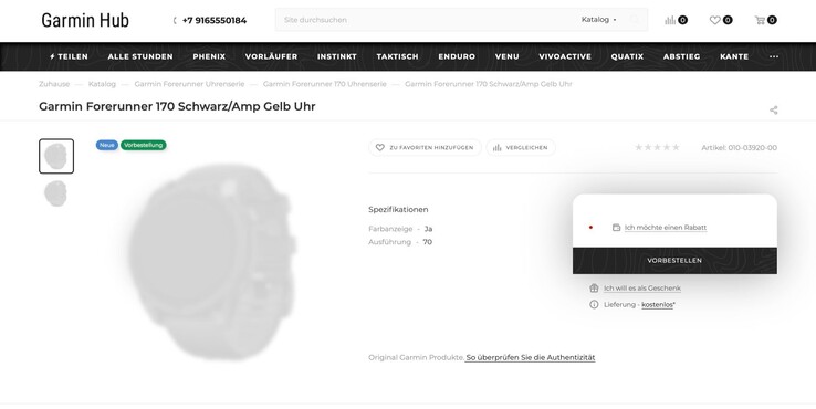 Egy orosz online áruház már listázza a Forerunner 170-et.
