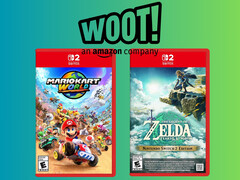 Mario Kart World és The Legend of Zelda: Tears of the Kingdom kiskereskedelmi dobozok Woot logóval (Kép forrása: Amazon, Woot szerkesztéssel)