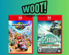 Mario Kart World és The Legend of Zelda: Tears of the Kingdom kiskereskedelmi dobozok Woot logóval (Kép forrása: Amazon, Woot szerkesztéssel)