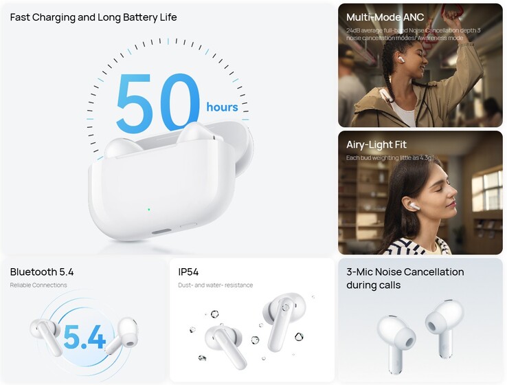 A vezeték nélküli fülhallgató főbb jellemzői (Kép forrása: Huawei)