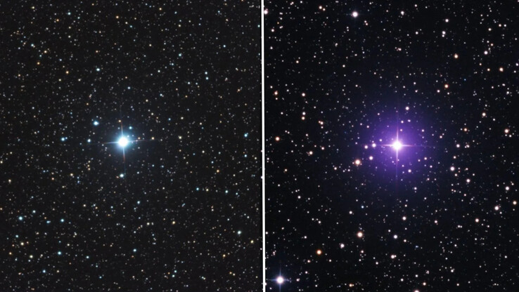 Balra a V572 Velorum, jobbra a V462 Lupi. (Kép forrása: Eliot Herman)